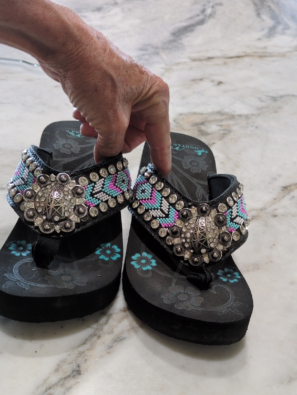 Montana West 7 Black Women's Flip Flop